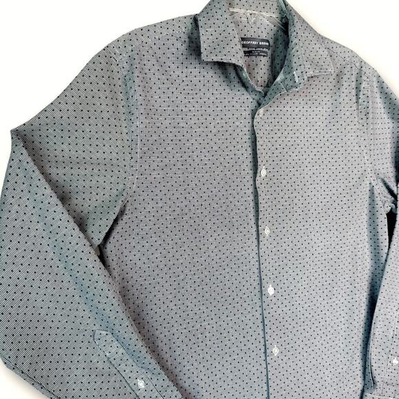 Geoffrey Beene Long Sleeve Button Up Slim Fit Shirt Stretch Mens M Dotted Gray - Picture 5 of 10